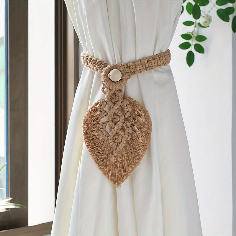 Boho-Gardinenhalter KNOTANA | 2er-Set | Handgeknüpft aus 100 % Baumwolle | 45 cm | Makramé-Stil
