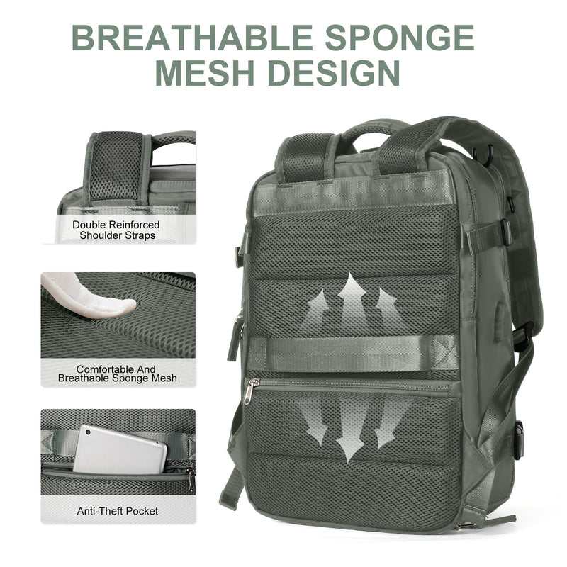 Travelliva Damen Reise-Rucksack 35 L | Wasserdicht & mit USB-Anschluss | Anti-Diebstahl & Schuhfach | Für Wandern, Alltag & Reisen