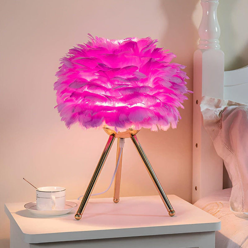 Plumalux Tischlampe mit Gänsefedern | Dimmbar & Elegant | Warmes Licht & Luxuriöses Design