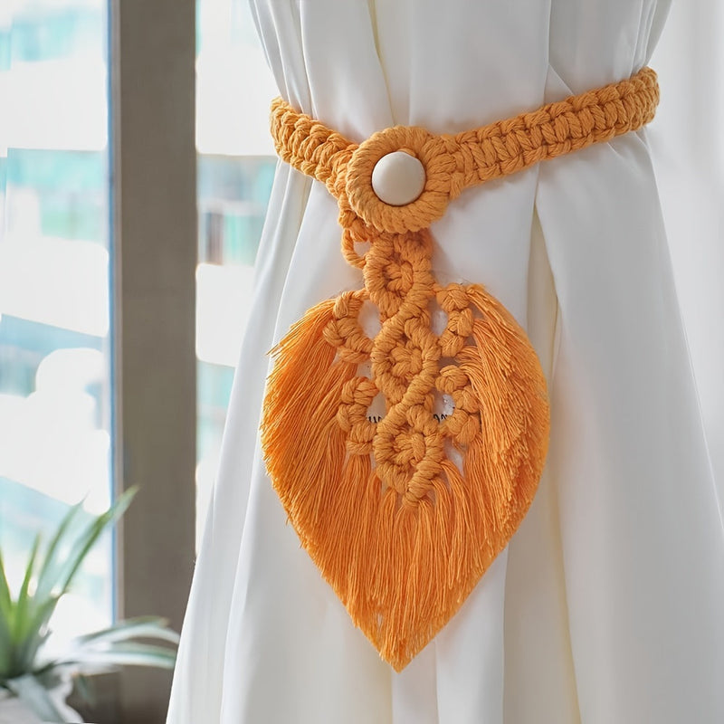 Boho-Gardinenhalter KNOTANA | 2er-Set | Handgeknüpft aus 100 % Baumwolle | 45 cm | Makramé-Stil