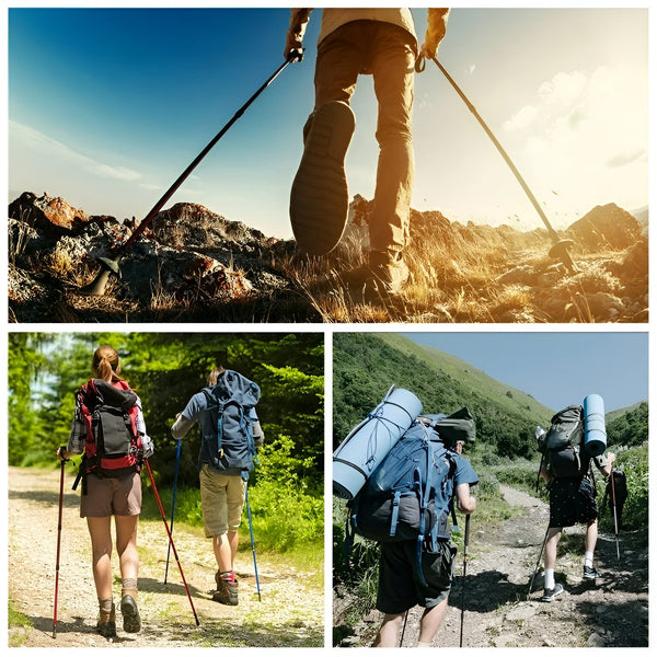 Wanderstock TrekVario | Faltbar & Höhenverstellbar | Ultraleicht aus Aluminium | 106–130 cm | Inkl. Geländeaufsätze