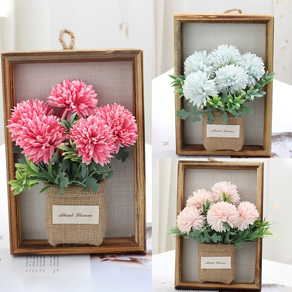 FloraVista 3D Blumen Wanddeko | Naturgetreu & Pflegeleicht | Holzrahmen 40x60 cm