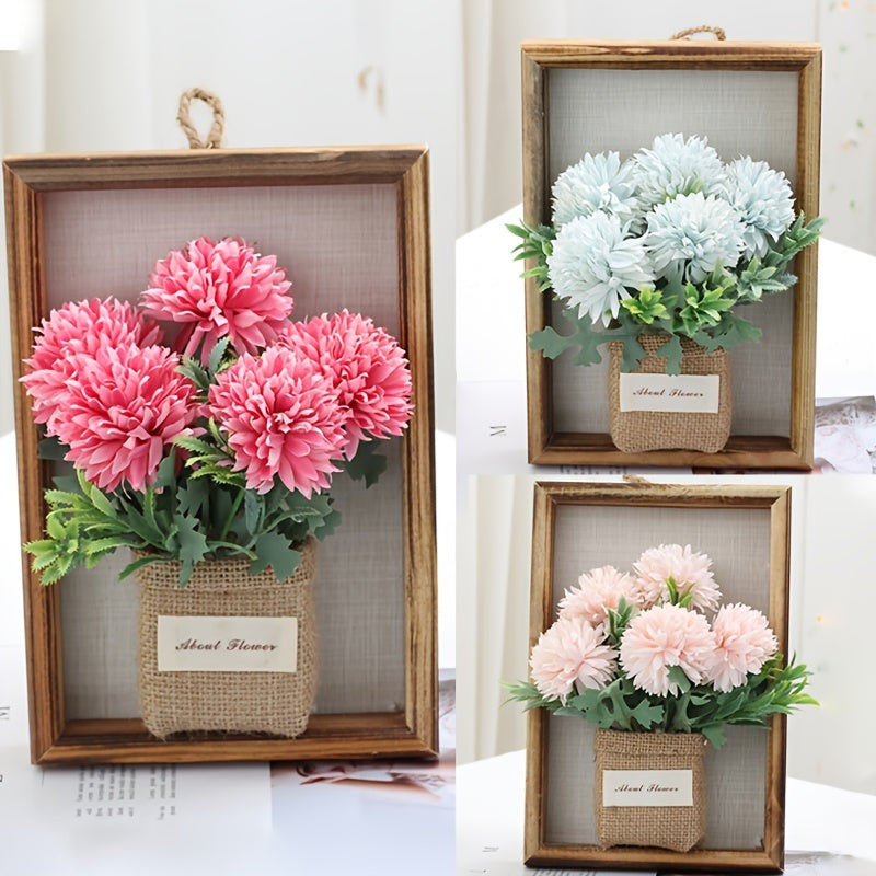 FloraVista 3D Blumen Wanddeko | Naturgetreu & Pflegeleicht | Holzrahmen 40x60 cm