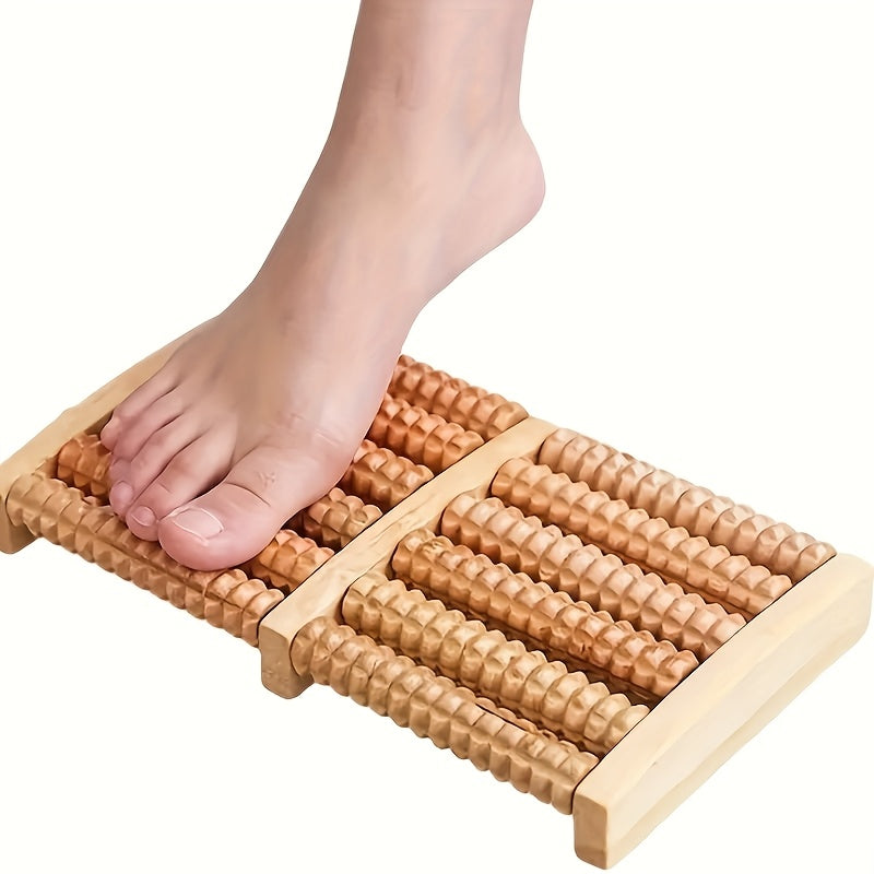 Fußmassageroller NaturTrek Relax | Gerillte Holzrollen | Fördert Durchblutung & Entspannung | 27×12 cm