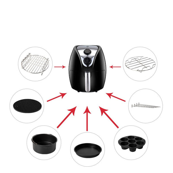 Airfryer Zubehör-Set Crispura 7in1 | Für Standard & XL Airfryer (3,7–5,8 QT) | Spülmaschinenfest | Inkl. Kuchenform, Pizzablech & Muffinförmchen