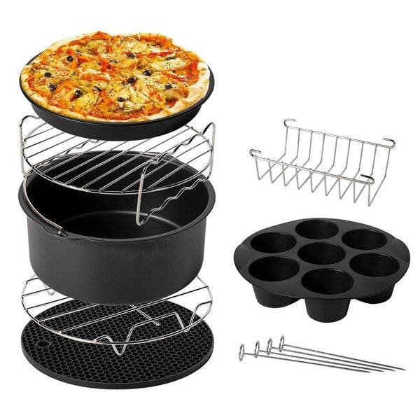 Airfryer Zubehörset CrispiChef | 7-teilig | Für 3,7–5,8 QT | Spülmaschinenfest & Vielseitig