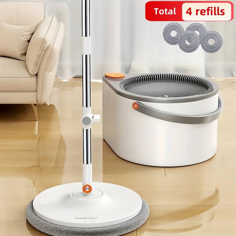 Glanzio Spin Mop Set 3-in-1 | Handsfree Auswringen | Verstellbarer Stiel 130 cm | Für Alle Bodenarten
