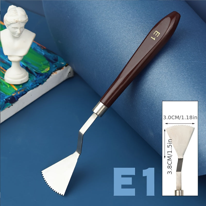 Picturio Malmesser-Set 9-teilig | Edelstahl & Holzgriff | Für Öl- & Acrylmalerei | Verschiedene Formen für kreative Techniken