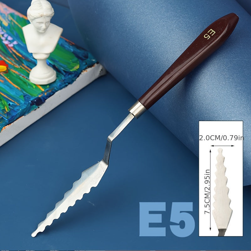 Picturio Malmesser-Set 9-teilig | Edelstahl & Holzgriff | Für Öl- & Acrylmalerei | Verschiedene Formen für kreative Techniken
