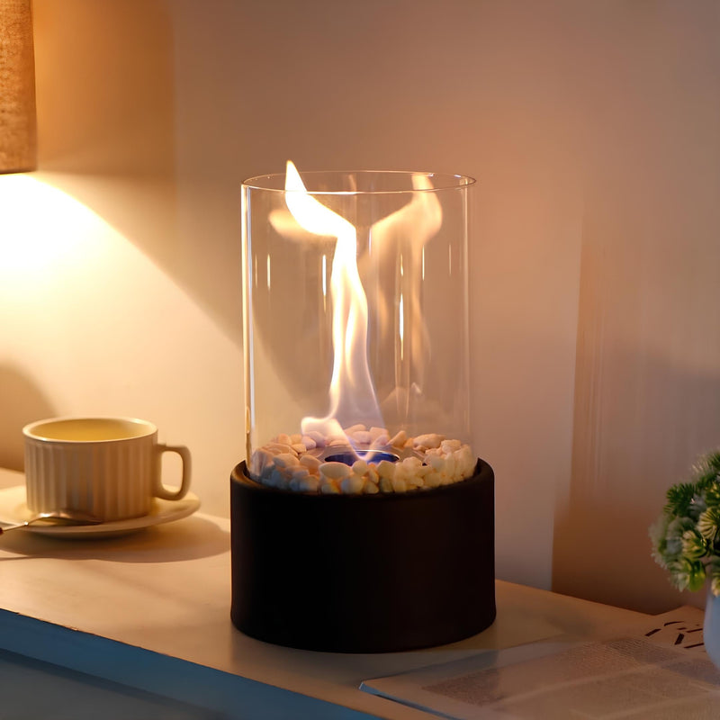 Öllampe FlammaLux | Glaszylinder & Metallrahmen | Sicher & Stilvoll | 22×12 cm / 28×18 cm