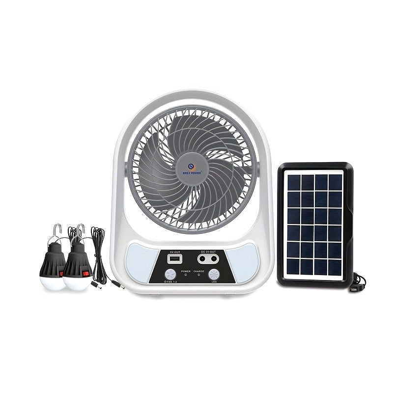 Solar-Ventilator SolventoGo | Mit LED-Nachtlicht & USB-Powerbank | Tragbar & Wiederaufladbar | Für Camping & Notfälle