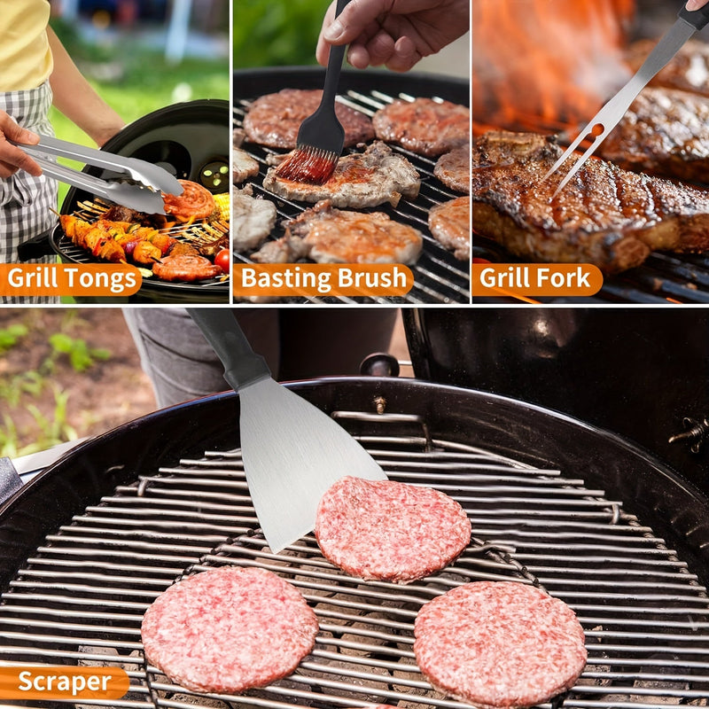 GrillMeisterPro BBQ Grillset 20-teilig | Komplettes Zubehörset | Rostfreier Edelstahl | Für Innen & Außen