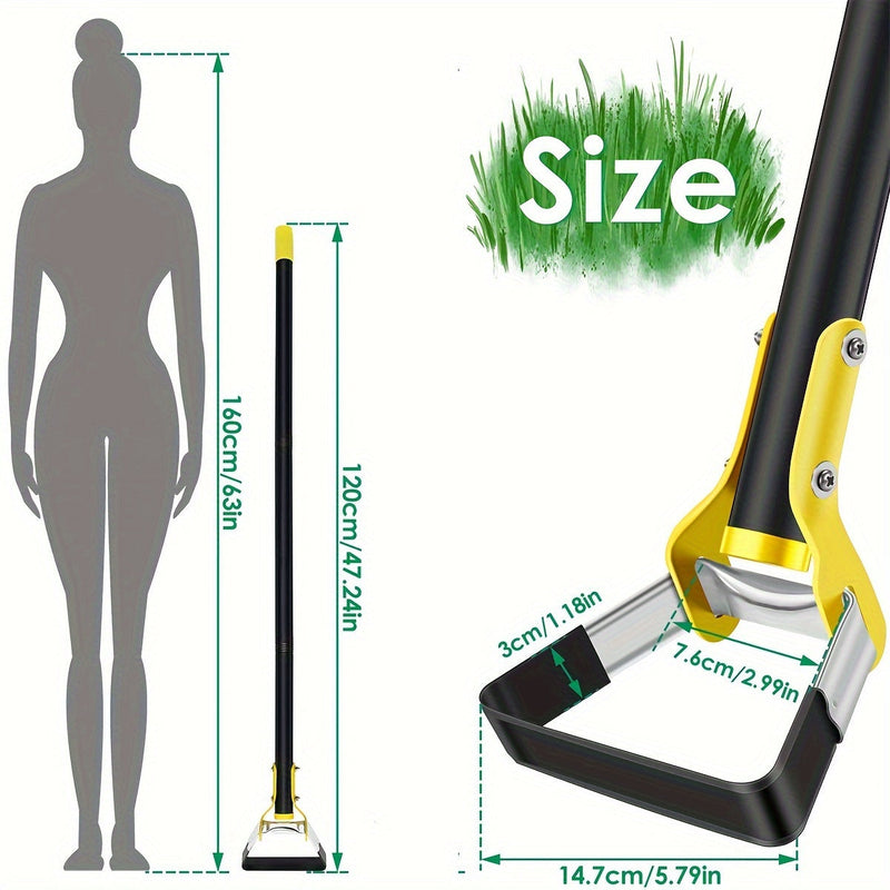 TerraTri Gartenhacke | Dreiecks-Kopf aus Edelstahl | Ergonomischer Griff | Schwarz-Gelb