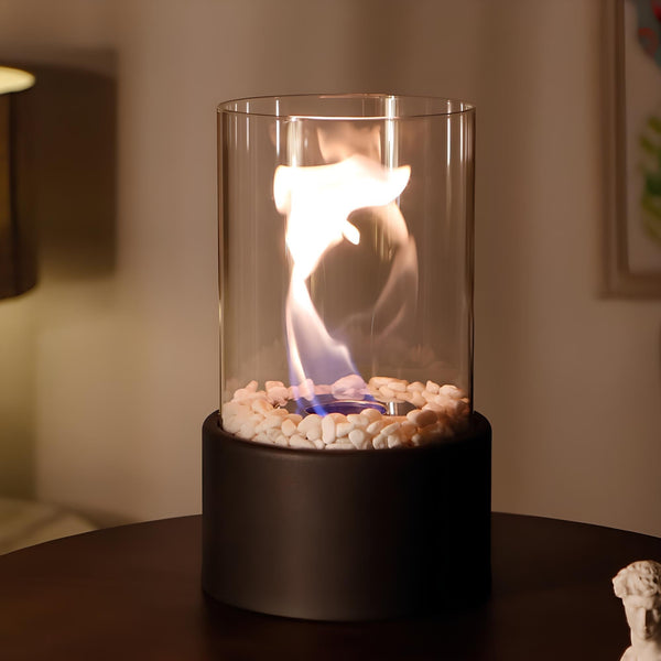 Öllampe FlammaLux | Glaszylinder & Metallrahmen | Sicher & Stilvoll | 22×12 cm / 28×18 cm