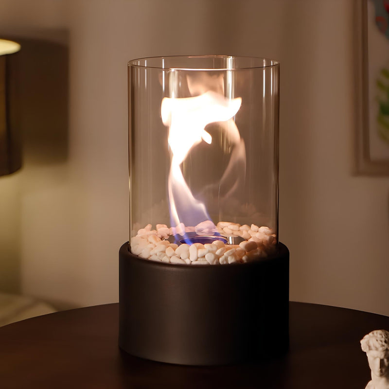 Öllampe FlammaLux | Glaszylinder & Metallrahmen | Sicher & Stilvoll | 22×12 cm / 28×18 cm
