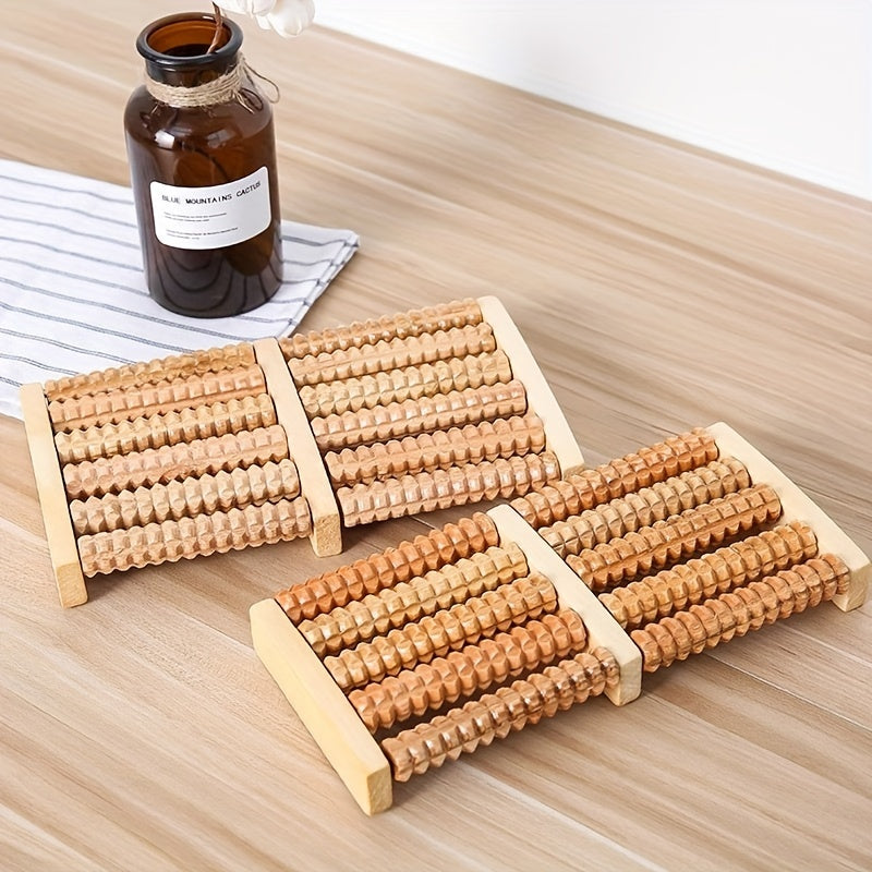 Fußmassageroller NaturTrek Relax | Gerillte Holzrollen | Fördert Durchblutung & Entspannung | 27×12 cm