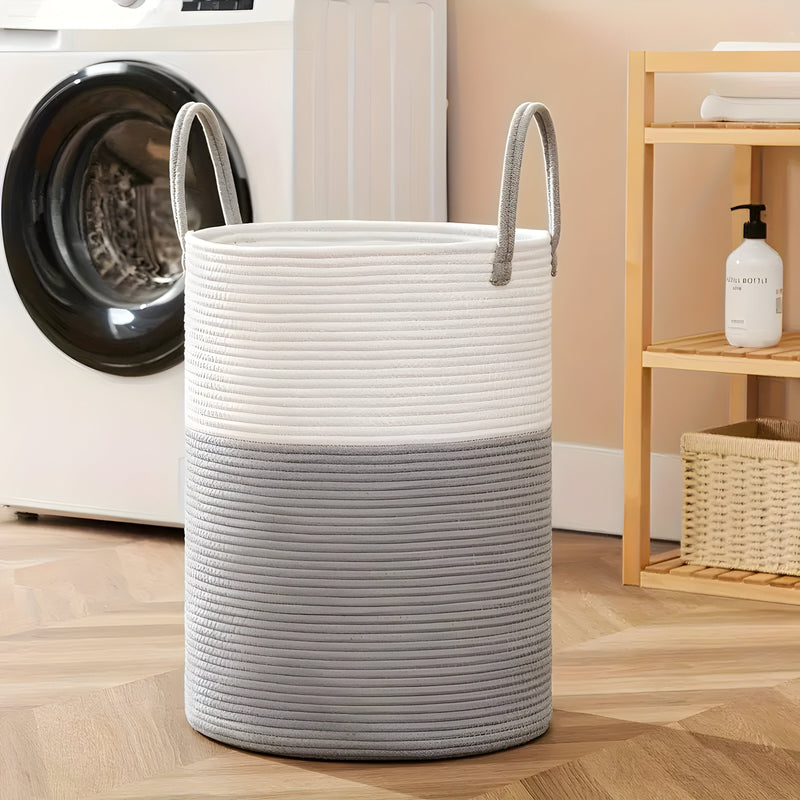 Aufbewahrungskorb CORDAVO | Faltbar & Robust | 50 L Volumen | Baumwollseil in Natur-Optik | 40×60 cm