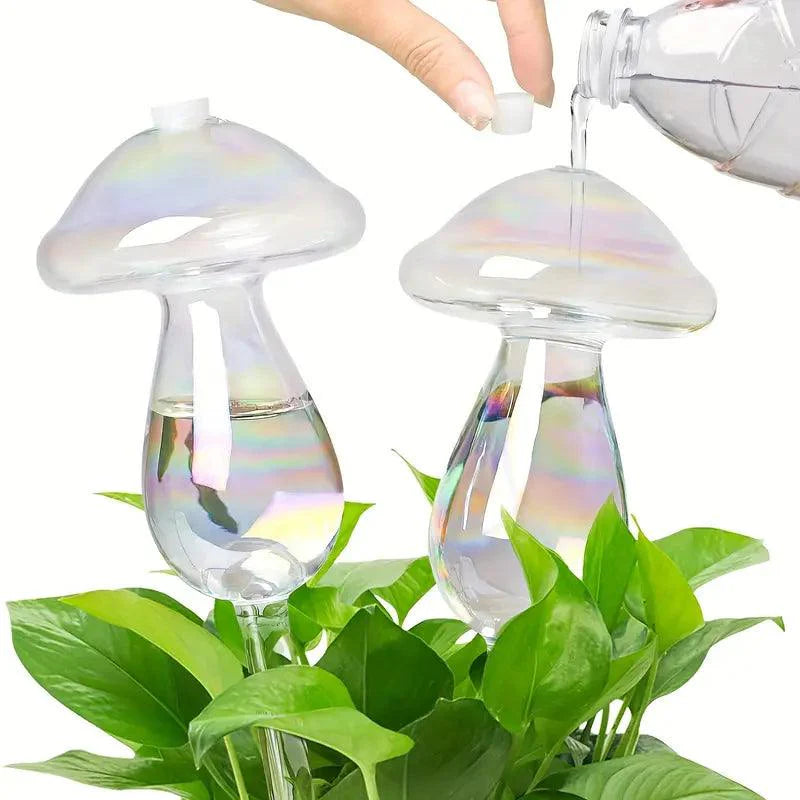 AquaBloom Pilz-Bewässerung | 4er-Set | Automatische Glas-Bewässerungssysteme | Für Zimmer- & Gartenpflanzen
