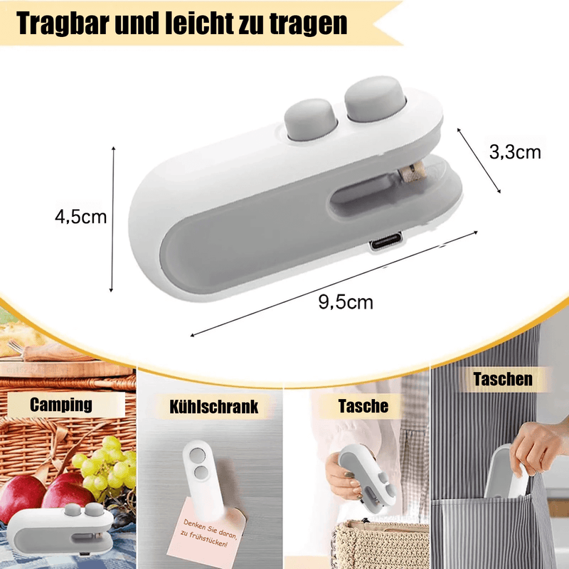 ZipKeeper - Mini-Tütenversiegler, Tragbares 2-in-1-Werkzeug