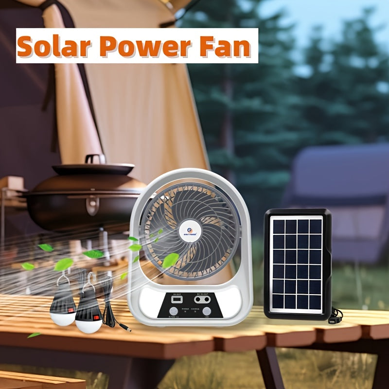 Solar-Ventilator SolventoGo | Mit LED-Nachtlicht & USB-Powerbank | Tragbar & Wiederaufladbar | Für Camping & Notfälle