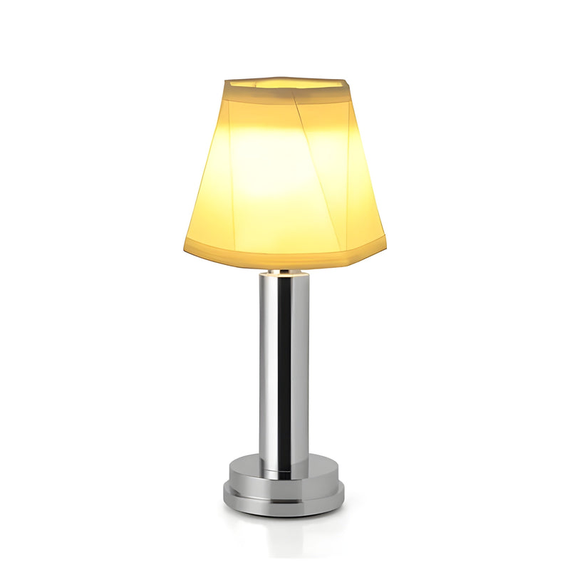 LumiÉlan Kabellose Tischlampe LED | 3-Stufen Dimmbar | Seidenschirm & Metallgehäuse | 29 cm