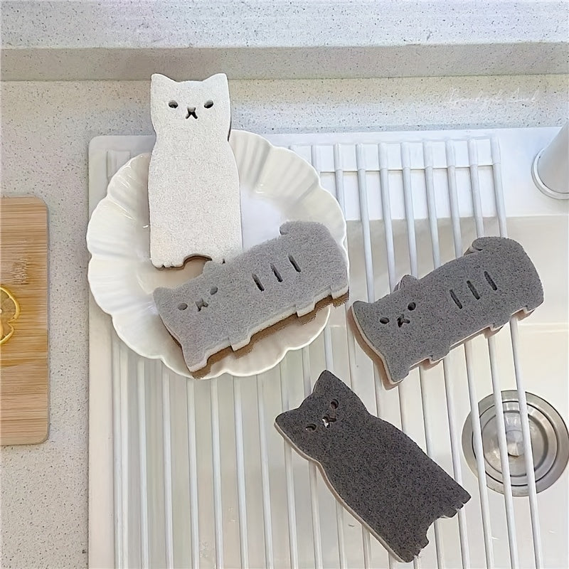 Pawlina Katzen-Schwammset 4-teilig | Kratzfrei & Wiederverwendbar | Für Küche & Haushalt | Hochdichtes Schaumstoffmaterial