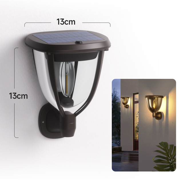 Solura Solar Außen-Wandleuchte | Dimmbar mit Drehknopf | Warmweißes LED-Licht | IP65 Wetterfest
