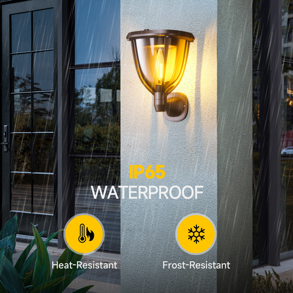 Solura Solar Außen-Wandleuchte | Dimmbar mit Drehknopf | Warmweißes LED-Licht | IP65 Wetterfest