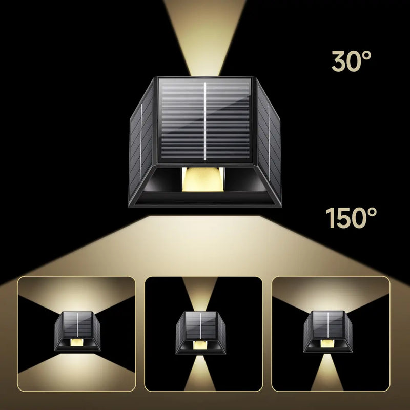 Solavora Solar Wandleuchte Außen | 3 Solarpanels | Warmweißes LED-Licht | IP65 Wetterfest