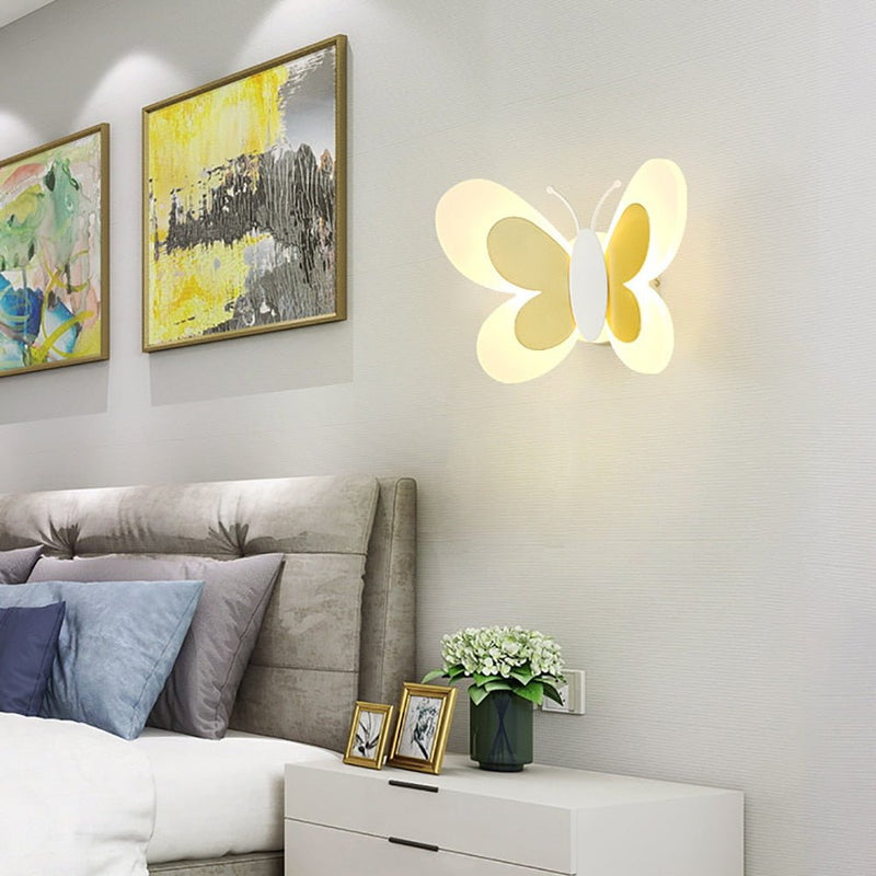 Farfalia Wandleuchte Schmetterling Kinderzimmer | LED Beleuchtung | Acryl & Eisen | 24×17×10,5 cm