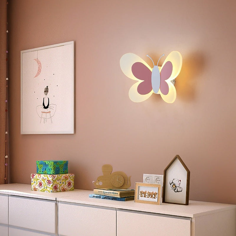 Farfalia Wandleuchte Schmetterling Kinderzimmer | LED Beleuchtung | Acryl & Eisen | 24×17×10,5 cm