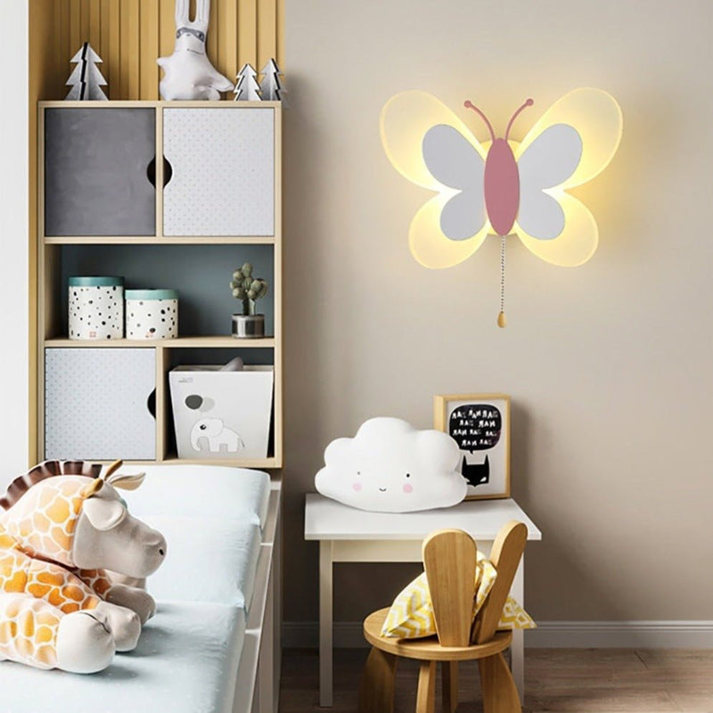 Farfalia Wandleuchte Schmetterling Kinderzimmer | LED Beleuchtung | Acryl & Eisen | 24×17×10,5 cm