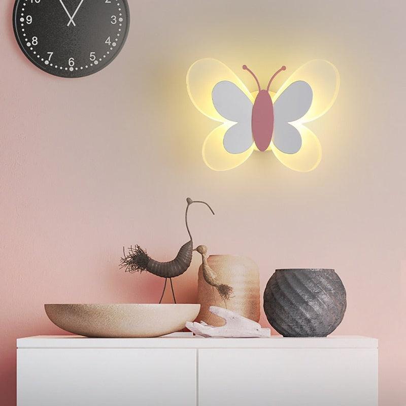 Farfalia Wandleuchte Schmetterling Kinderzimmer | LED Beleuchtung | Acryl & Eisen | 24×17×10,5 cm