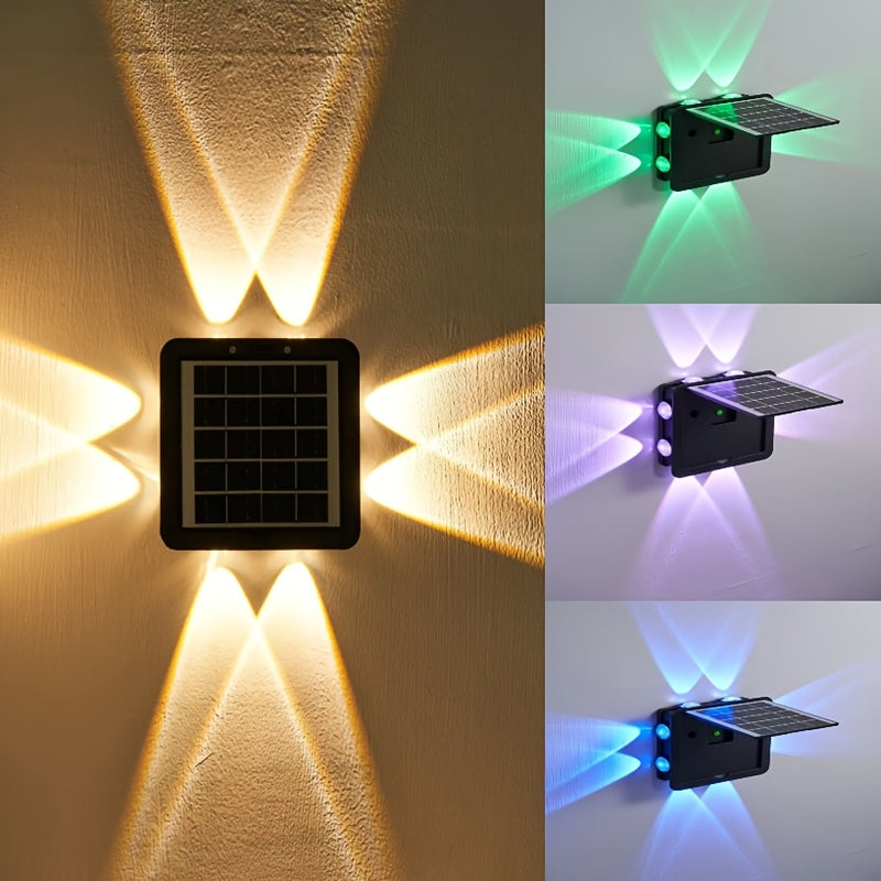 LumiVita GlowWall Solar Wandleuchte | Farbwechsel & Warmweiß | Wetterfest & Kabellos | 1800 mAh Akku