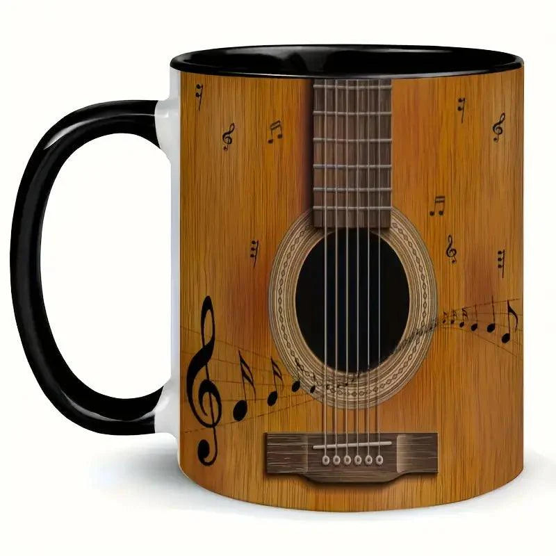 Musica | Keramik Kaffeetasse | Gitarren-Design | Isoliert & Wiederverwendbar