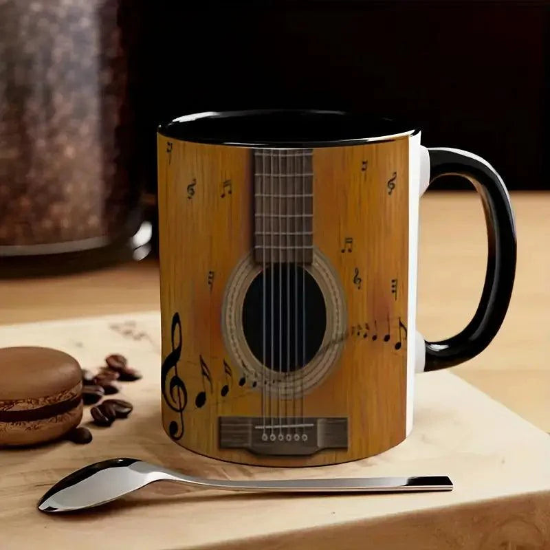 Musica | Keramik Kaffeetasse | Gitarren-Design | Isoliert & Wiederverwendbar