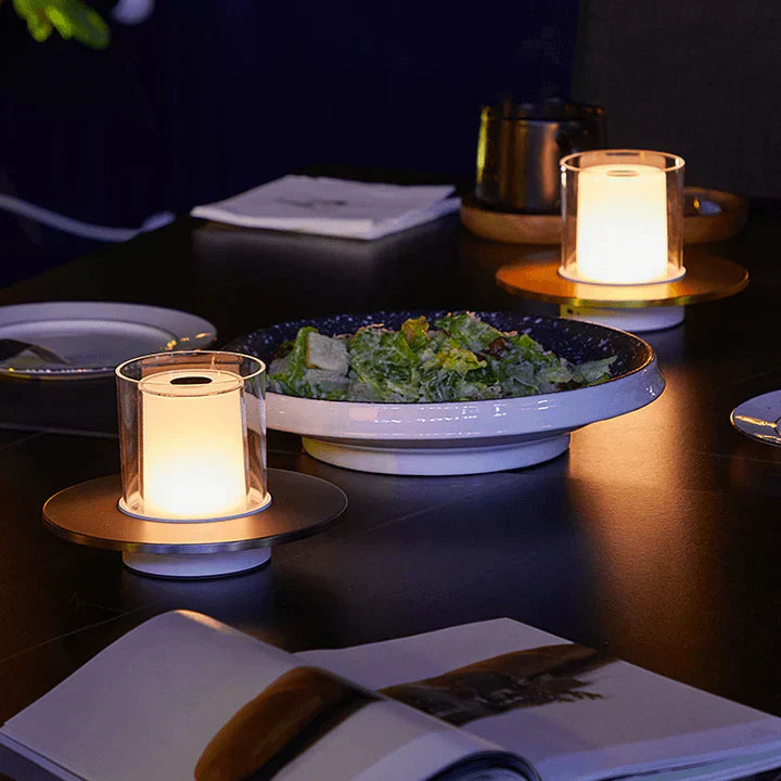 Candilume LED Tischleuchte Induktiv | Modernes Kerzendesign | Ø16×11 cm | ABS, PMMA & Stahl