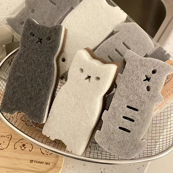 Pawlina Katzen-Schwammset 4-teilig | Kratzfrei & Wiederverwendbar | Für Küche & Haushalt | Hochdichtes Schaumstoffmaterial