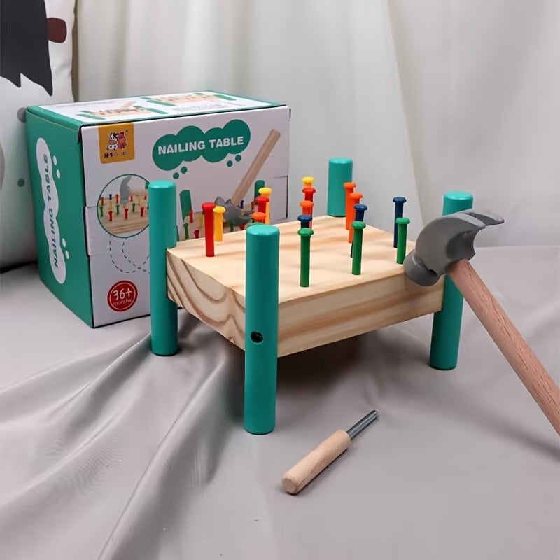 Motorikspiel Klopfino | Klopfbank mit Nägeln zum Herausziehen | Farben lernen & Koordination fördern