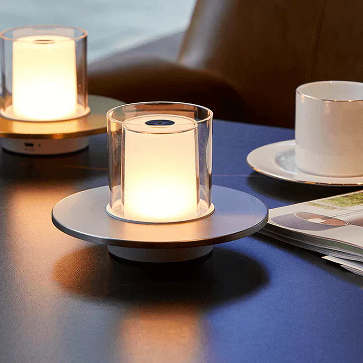 Candilume LED Tischleuchte Induktiv | Modernes Kerzendesign | Ø16×11 cm | ABS, PMMA & Stahl