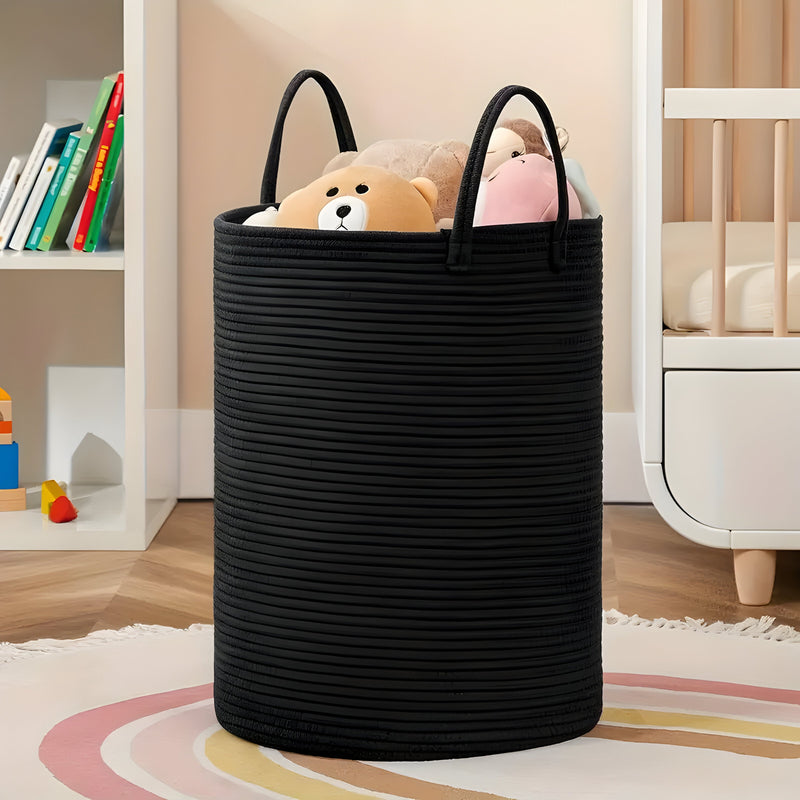 Aufbewahrungskorb CORDAVO | Faltbar & Robust | 50 L Volumen | Baumwollseil in Natur-Optik | 40×60 cm