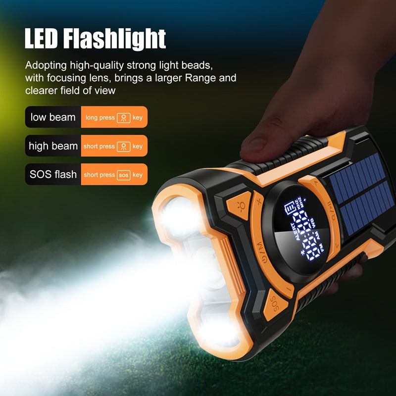 Notfallradio Solivox Pro | Solar & Kurbelbetrieben | 5000 mAh Powerbank | LED-Taschenlampe & SOS-Alarm