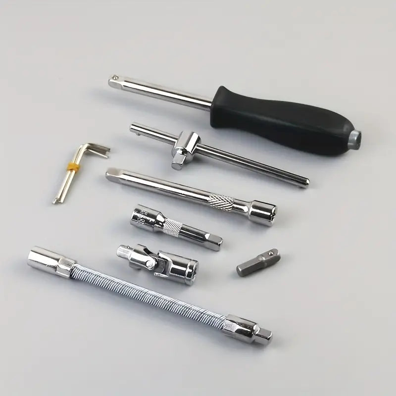 Werkzeugkoffer TASKORIUM | 46-teiliges Set | Verchromter Stahl | Kompakt & Tragbar | 38×28×10 cm