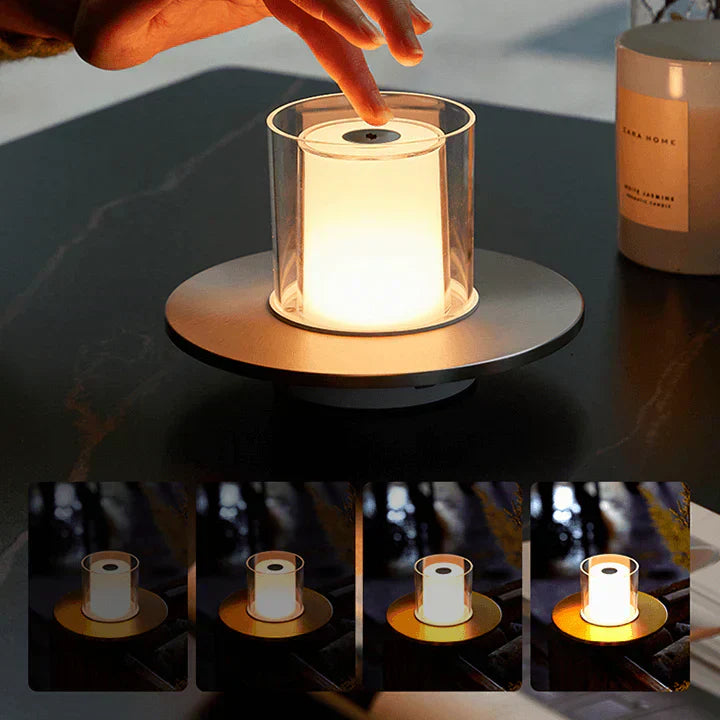 Candilume LED Tischleuchte Induktiv | Modernes Kerzendesign | Ø16×11 cm | ABS, PMMA & Stahl