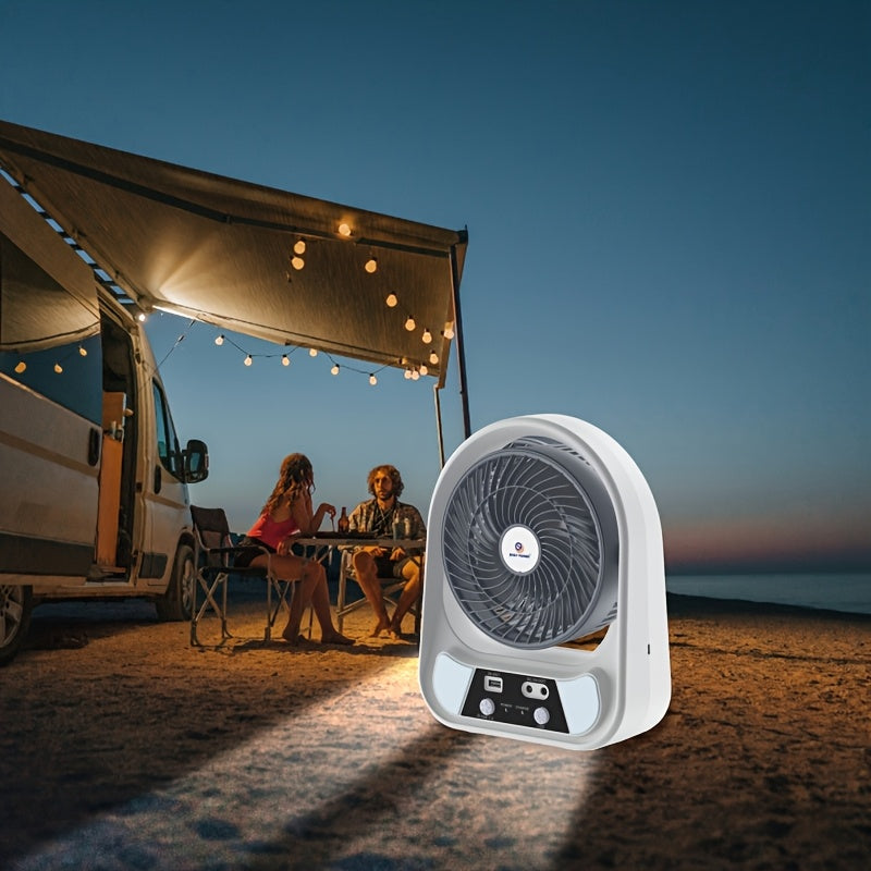 Solar-Ventilator SolventoGo | Mit LED-Nachtlicht & USB-Powerbank | Tragbar & Wiederaufladbar | Für Camping & Notfälle