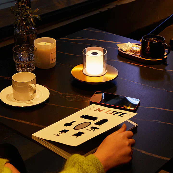 Candilume LED Tischleuchte Induktiv | Modernes Kerzendesign | Ø16×11 cm | ABS, PMMA & Stahl