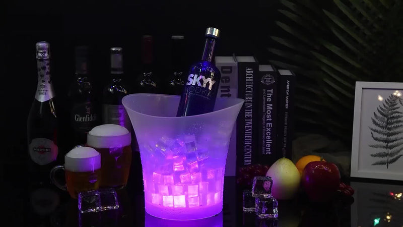 LumiChill LED Sektkühler | 5L Eiseimer | Batteriebetrieben | Party & Event Deko