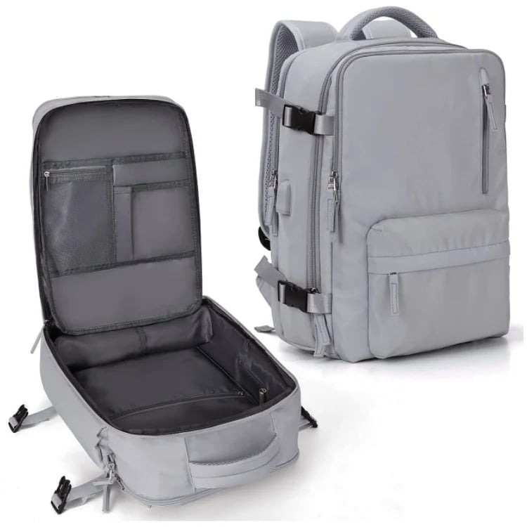 Travelliva Damen Reise-Rucksack 35 L | Wasserdicht & mit USB-Anschluss | Anti-Diebstahl & Schuhfach | Für Wandern, Alltag & Reisen