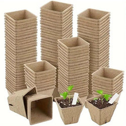 EcoWuchs Bio-Anzuchttöpfe | 100 Stück | 5,99 cm | Biologisch abbaubar & mit Drainagelöchern | Für Gemüse, Kräuter & Blumen