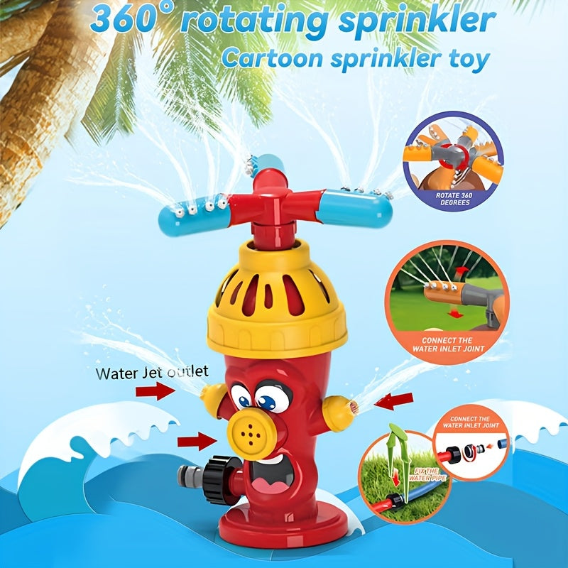 Wassersprinkler HydroHero | Drehender Feuerhydrant-Effekt | Für Garten & Sommer-Wasserspaß | Schlauchanschluss
